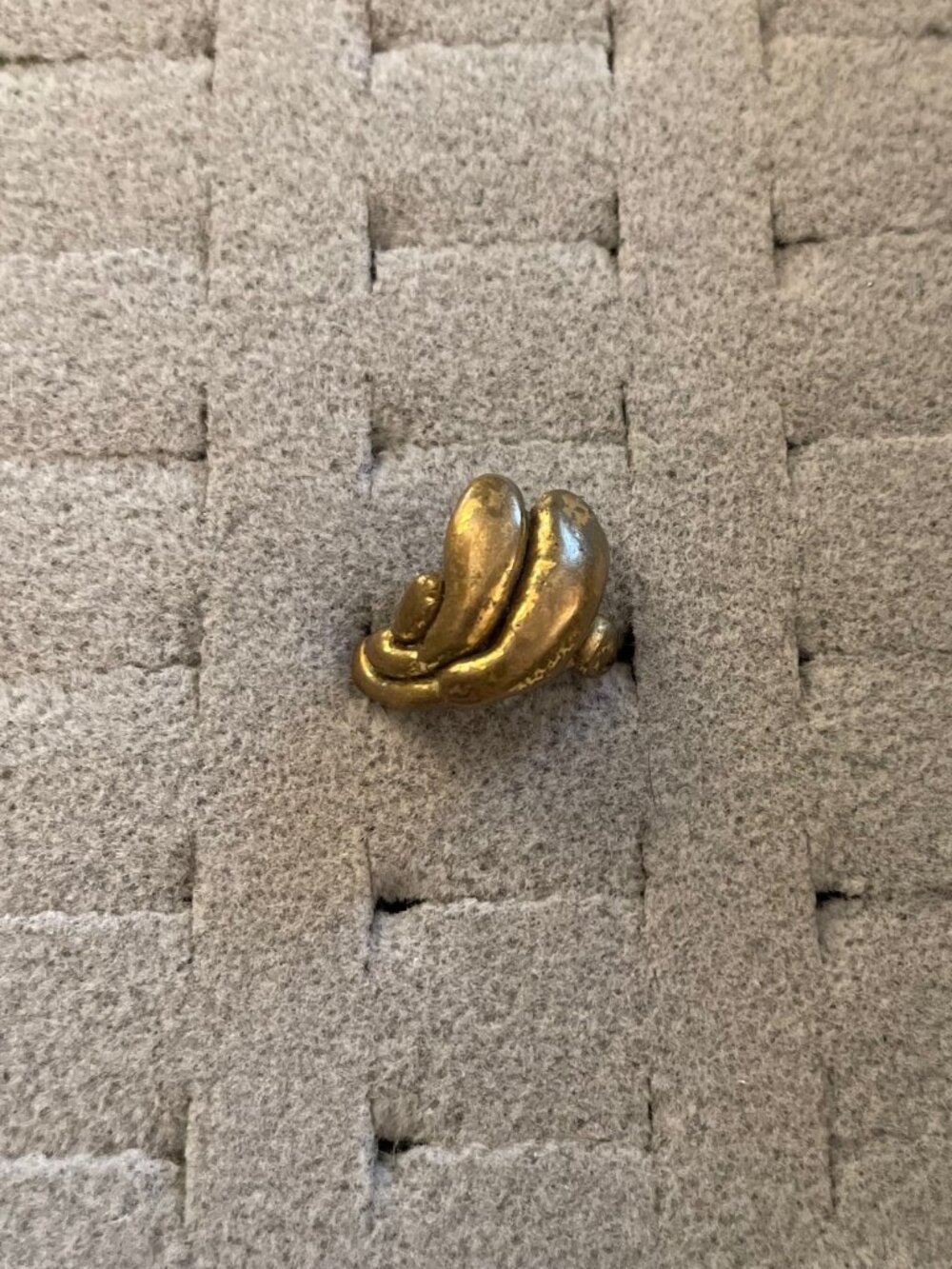 Vintage Ring Brutalist Brass Copper Handmade OOAK 60-70s Sz 4.75 Retro Boho RARE